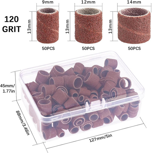 162 Pieces Sanding Drums Kit Drum Sander for Drill with Storage Box Including 150 Pieces Sanding Band Sleeves and 12 Pieces Drum Mandrels for Rota...