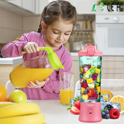 Portable Blender Personal Juicer, 20oz with Travel Lid,High Speed Smoothie Mini Blender USB Rechargeable Fruit Mixing Machine for Shakes and nut, ...