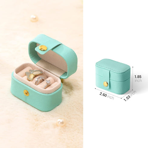 CASEGRACE Small Jewelry Ring Box Mini Travel Jewelry Case Portable Ring Storage Case for Rings Earrings, Gifts for Women Girls, Blue...