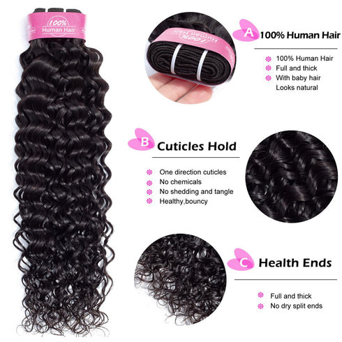 Water Wave Bundles Human Hair Water Curly Wave Human Hair Bundles 14 inch 1 Bundle Wet and Wavy Human Hair Weave Bundles Brazilian Unprocessed Vir...