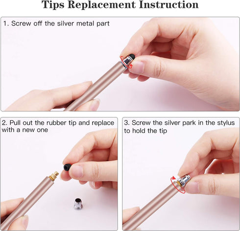 METRO Capacitive Stylus Pens, Rubber Tips 2-in-1 Series, High Sensitivity & Precision styli Pens for Touch Screens Devices (Rose Gold)...