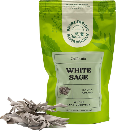 100% Pure California White Sage Clusters, 2 oz - Sustainably Cultivated, Loose Leaf, 2 Ounces...