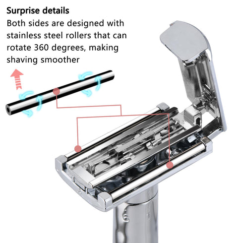 Double Blade Safety Razor Adjustable Razors Single Blade Razor includes 10 Razor Blades and 1Razor Stand Durable,Suitable for Both Men and Women (...