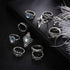 11 Pcs Bohemian Stackable Joint Knuckle Ring Set Carved Flower Star Leaf Gemstone Midi Ring Vintage Finger Rings for Women...