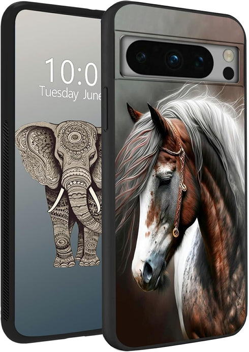 Horse Phone Case for Google Pixel 8 Pro, Slim Black Soft TPU Shockproof Protective Case for Pixel 8 Pro...