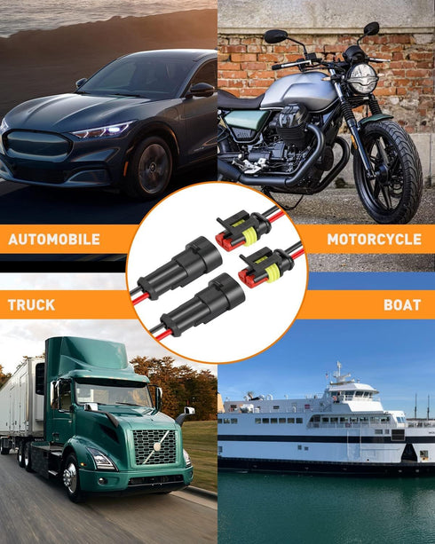 NAOEVO 2 Pin Connector Waterproof?16 AWG 2 Wire Connectors, Automotive Electrical Connectors Male And Female Way With Heat Shrink Tubing For Car T...