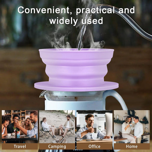 3 Packs Collapsible Travel Pour Over Coffee Maker Camping, Paperless Travel Collapsible Pour Over Coffee Dripper Kit Portable Coffee Filter, Silic...