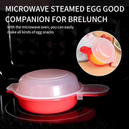 2 sets Microwave Egg Cooker,1 Minute Fast Egg Hamburg Omelet Maker Kitchen Cooking Tool(Red and clear)...