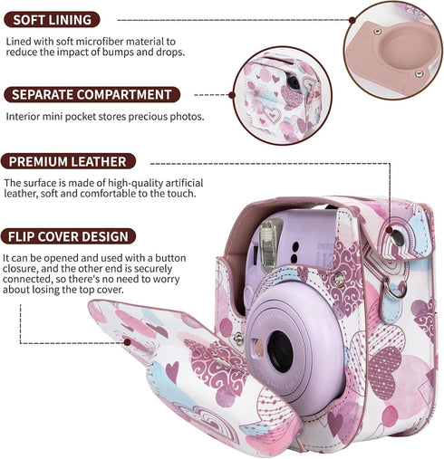 molshine Premium Protective Case Compatible with Fujifilm Instax Mini 12 11 9 8 Instant Camera, Portable Travel Storage Protector with Photos Pock...