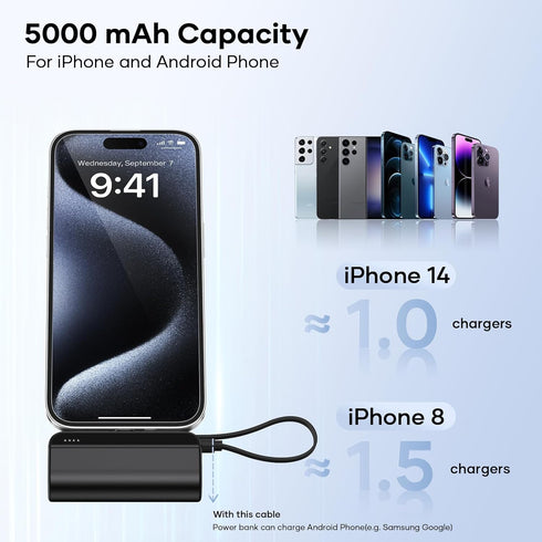 Small Portable Charger for iPhone, 5000mAh MFi Certified Ultra-Compact 20W PD Fast Charging Power Bank Mini Cute Battery Pack Compatible with iPho...