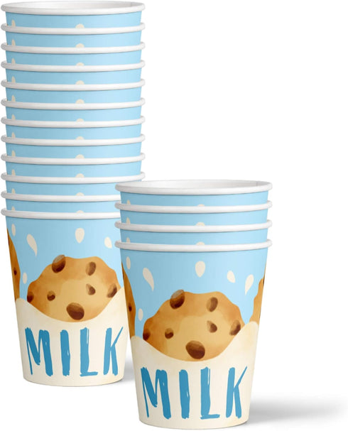 Milk and Cookies Birthday Party Supplies Set Plates Napkins Cups Tableware Kit for 16...