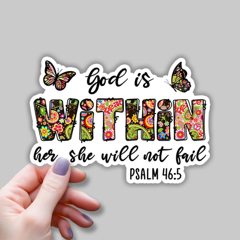 (3 pcs) God is Within Her She Will Not Fail Sticker Christian Bible Verse Jesus Vinyl Decal Inspirational Quotes Stickers for Books Laptops Phonec...