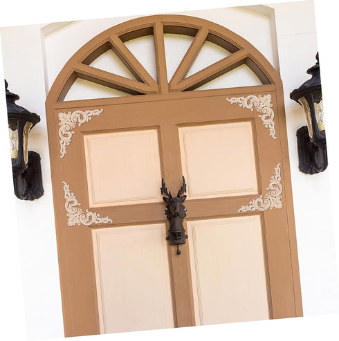 Garneck 4PCS Wood Carved Corner Onlay Applique Frame Unpainted Furniture Corner Applique Supplies Wall Cabinet Decor...