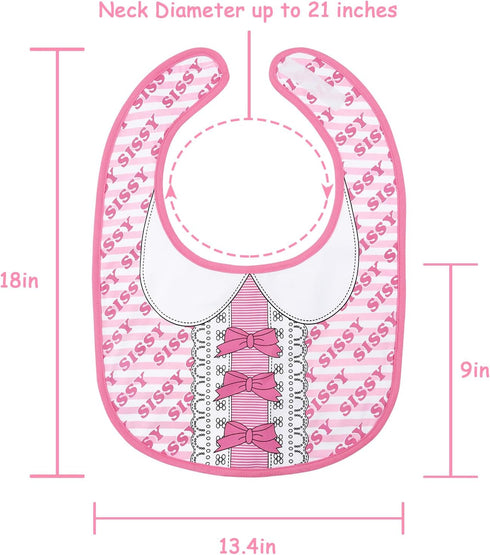 Littleforbig Cotton Waterproof Babydoll Printed Adult Bib with Adjustable Velcro Closure - Pretty in Pink Sissy Bib...