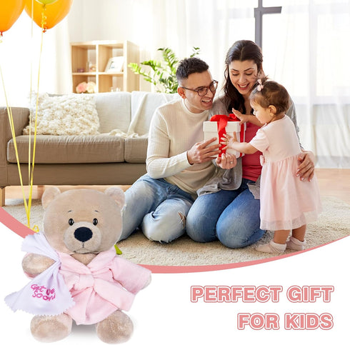 My OLi 9" Teddy Bears Cloth Bear Stuffed Animal Plush Toys Bear Dressed in Bathrobe with Soothing Towel “Get Well Soon” Sleeping Soft Toy Bedtime ...
