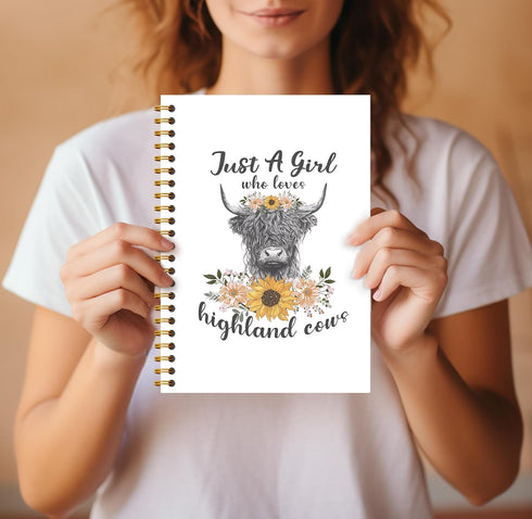 Highland Cow Notebook - Western Notebook, Cow Notebook, Highland Cow Office Supplies, Highland Cow Gifts, Cow Stuff, Just a Girl Who Loves Highlan...