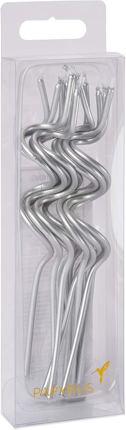 Papyrus Birthday Candles, Silver Swirl (12-Count)...