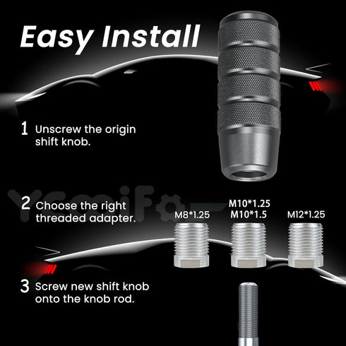 Shift Knob, 3.78" Aluminum Weighted Car Gear Stick Shifter Manual knobs Fit Universal Manual Transmission Vehicle with 4 Threaded Adapters M8 M10 ...