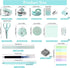 Mini Office Supply Kit, Teal Mini Stapler with Staples and Tape Dispenser Set, Mini Stationary Kit Includes Sticky Notes Index Tabs Highlighters G...