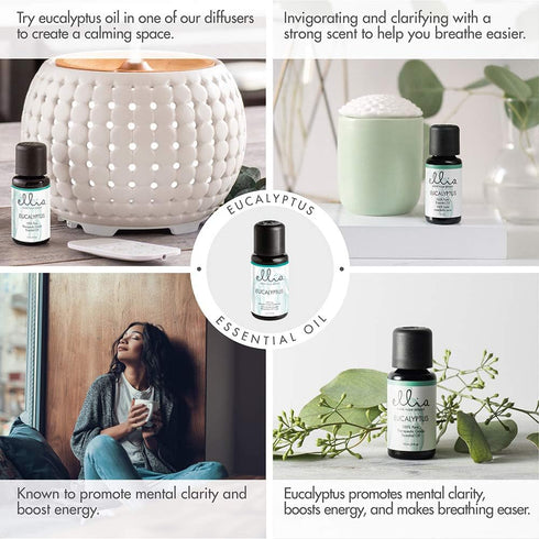 Ellia Diffuser Essential Oil Eucalyptus 15ml, 100% Pure, Therapeutic Grade, 15 mL Bottle, Clear...