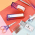 Bisofice Red Purple Acrylic Office Supplies Set Office Set 8 Piece Desk Accessories Set, Desktop Stapler, Tape Dispenser, Scissors Set, Paper Clip...