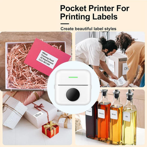 Mini Pocket Bluetooth Printer-Portable Thermal Printer with 13 Roll Papers for Journal/DIY Scrapbook/Travel/Notes/Lists/Label/Memo, Receipt Printe...