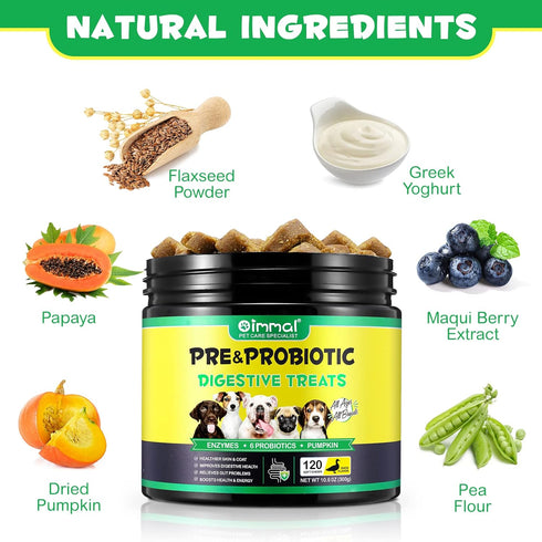 Probiotics for Dogs with Prebiotics and Digestive Enzymes, Dog Probiotics Chews Omega-3 & 6, Vitamin, Improve Digestion, Immunity, Reduce Diarrhea...