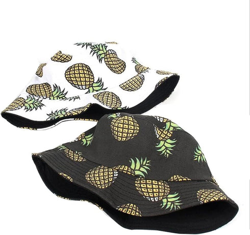 Banana Print Bucket Hat Fruit Pattern Fisherman Hats Summer Reversible Packable Cap...