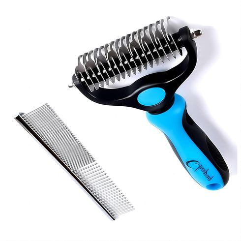 Pet Grooming Brush and Metal Comb Double Sided Long Hair Pet Undercoat Cleaner Knotting Comb for Cats for Dogs and Pet Cats Removes Mats and Lint ...