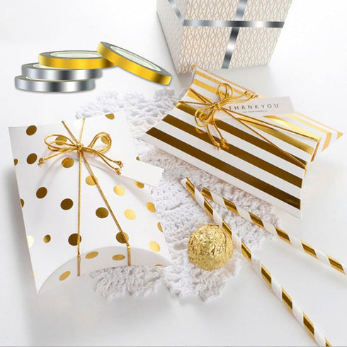 9 Rolls Gold Metallic Washi Mirror Tape, DIY Gold Graphic Art Tape, Self Adhesive Metalized Polyester Film Tape,for Crafts Decoration and Gifts Wr...