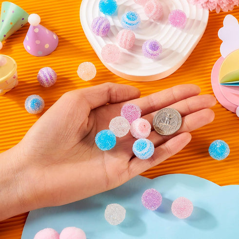 21Pcs Acrylic Disco Ball Sugar Beads 16mm Cute Focal Beads Chunky Candy Bubblegum Beads Pink Blue for Crafts DIY Beadable Pens Bracelets Jewelry M...