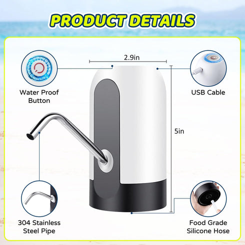 Water Pump for Water Table, Portable Pump for Kids Sand Water Play Table Work Continuously for 2 Hours, Toddler Activity Table Accessories Fun Sum...