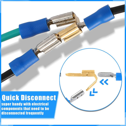 25 Pcs Piggyback Spade Connectors, 3 Way Adapter Dual Male to Single Female Brass Quick Disconnect Connectors Piggyback Terminals Crimp Terminals ...