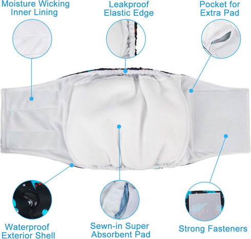 CuteBone Dog Diapers Male Medium for Puppy Potty Training, Comfortable&Leakproof, 3 Pack, DM09M...
