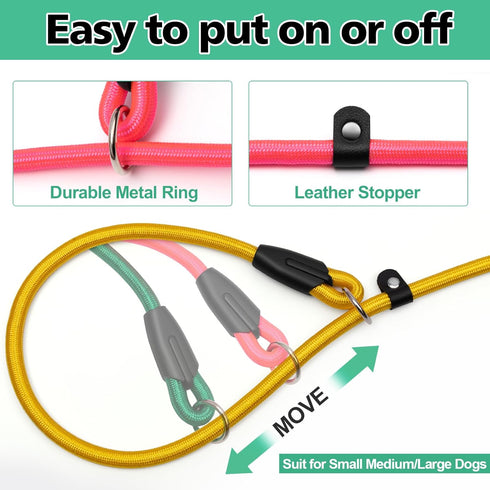 3pcs Slip Lead Dog Leash,Strong Nylon Rope Leash,Training Leash for Large Medium and Small Dogs...