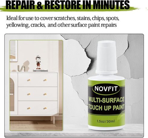 Multi Surface Touch Up Paint, Interior and Exterior House Paint Pen with brush, Scratch Repair for Wall, Furniture, Door, Cabinet(Gloss White) 1.5...