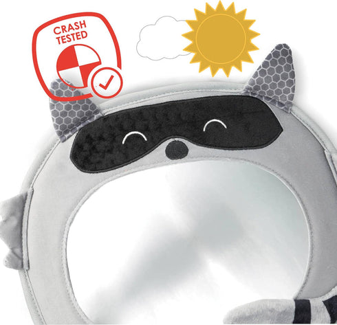 Diono Easy View Racoon Character Baby Car Mirror, Safety Car Seat Mirror for Rear Facing Infant, Fully Adjustable, Wide Crystal Clear View, Shatte...
