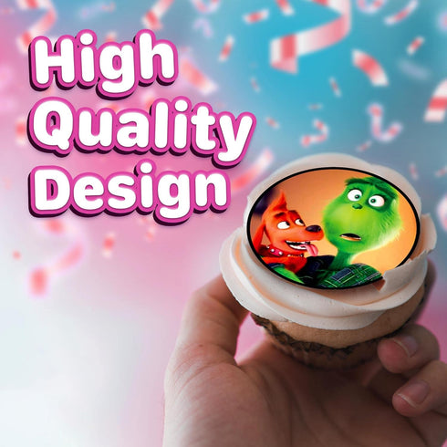 30x Christmas Green Cartoon-Themed Edible Cupcake Toppers – Fun Grocery Cake Decor | Wafer Sheet...