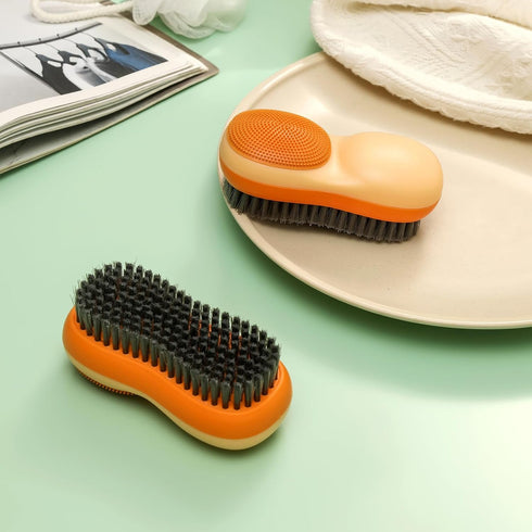 Laundry Stain Brush 2 Pack Two-side Soft Bristle Scrub Brush for Stain Removal Silicone Household Clothes Washing Brush Dual-use Scrubbing Brush f...