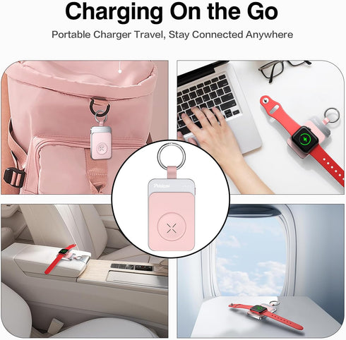 Portable Wireless Charger Compatible for Apple Watch Series 9/8/UItra/7/6/5/4/3/2/SE, 1500mAh Portable iWatch Charger Travel, Magnetic Portable Wa...