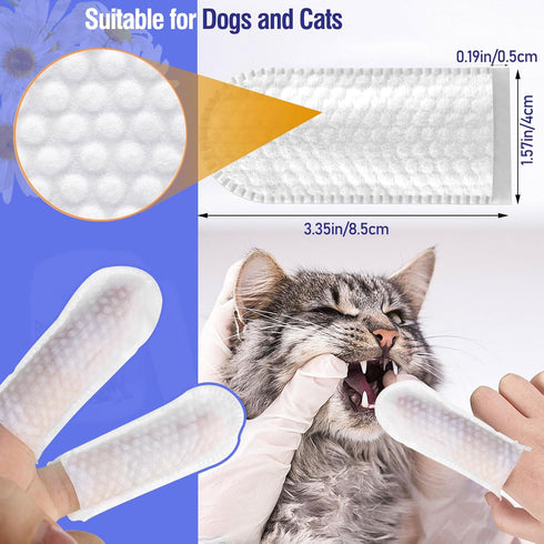 Pet Teeth Cleaning Finger Wipes for Dogs & Cats, Dog Dental Wipes for Removing Plaque and Tartar Buildup, No-Rinse Disposable Gentle Cleaning & Gu...