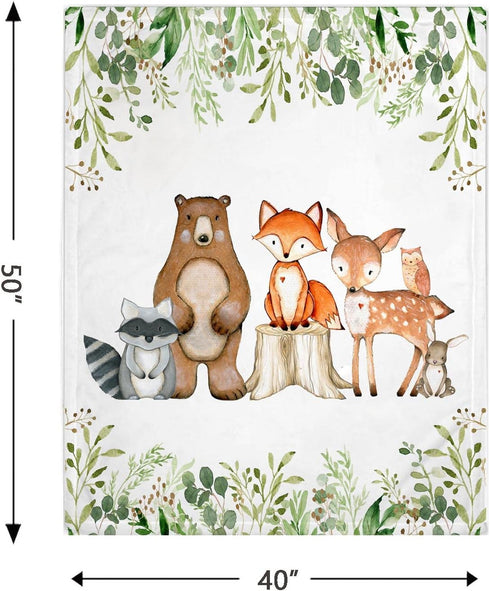 Popfavors Woodland Baby Blanket, Greenery Forest Crib Bedding, Newborn Coming Home Swaddle, Monthly Milestone for Boy Girl, 40x50'', Green...