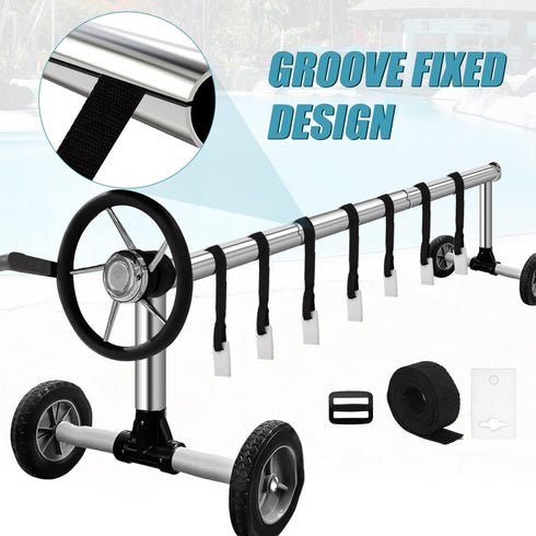 24pcs Solar Cover Reel Attachment Kit for In-Ground Swimming Pool, Including 8pcs Pool Solar Blanket Straps with Fastener Tabs & 8pcs Cord Plates ...