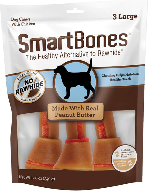 SmartBones Large Chews, Treat Your Dog to a Rawhide-Free Chew Made With Real Meat and Vegetables 3 Count (Pack of 1)...