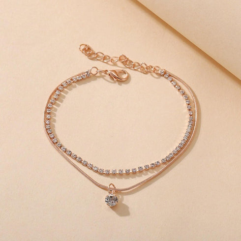 Boho Ankle Bracelets for Women Layered Cubic Zirconia Tennis Anklet Dainty Thin Snake Chain Anklet Summer Beach Rhinestone Charms Ankle Chain Foot...