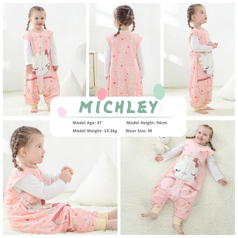 MICHLEY Unisex Baby Wearable Blanket Autumn Winter Toddler Sleeveless Sleeping Bag with Feet,Cat,1-3T...