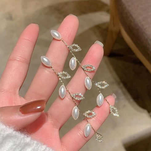 Wedding Earrings for Brides?Bridal Bridesmaid Earrings for Wedding Crystal Cubic Zirconia Bridal Drop Earrings for Women Prom Pearl earring...