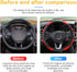 Car Steering Wheel Cover, 15 inch Carbon Fiber Microfiber PU Leather Elastic Steering Wheel Protector for Men Women, Anti-Slip Breathable Car Inte...