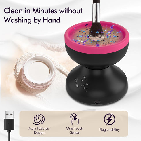 Reiyu Makeup Brush Cleaner Machine, Efficient Electric Makeup Brush Cleaner, Automatic Spinning Make Up Brush Cleaner Fit for All Size Cosmetic Br...
