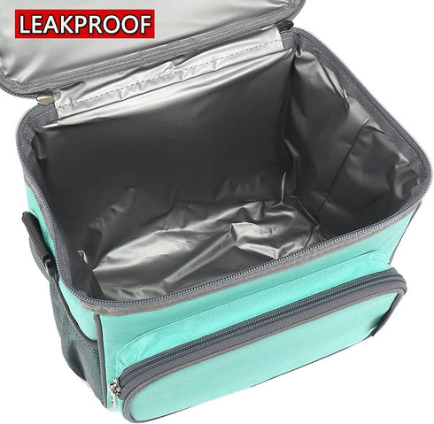 FlowFly Insulated Reusable Lunch Bag Adult Large Lunch Box for Women and Men with Adjustable Shoulder Strap,Front Zipper Pocket and Dual Large Mes...